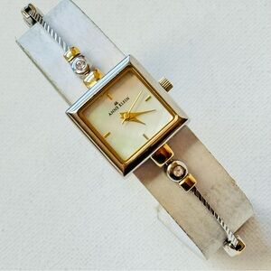 Anne Klein Mother Of Pearl Women's Swarovski Crystals Watch Silver Gold 10/9117